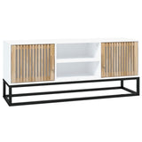 Mobile Porta TV Bianco 105x30x45cm in Legno truciolato e Ferro