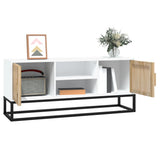 Mobile Porta TV Bianco 105x30x45cm in Legno truciolato e Ferro
