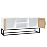 Mobile Porta TV Bianco 105x30x45cm in Legno truciolato e Ferro
