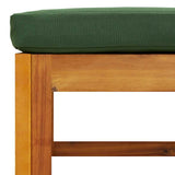 Poggiapiedi da Giardino con Cuscino Verde Legno Massello Acacia