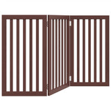 Cancello Cani Pieghevole 3 Pannelli Marrone 150cm Legno Pioppo