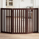 Cancello Cani Pieghevole 3 Pannelli Marrone 150cm Legno Pioppo