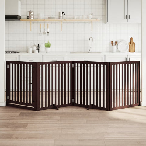 Cancello Cani Porta Pieghevole Marrone 4 Pannelli 320cm Pioppo