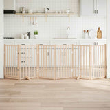 Cancelletto per cani con porta pieghevole 6 pannelli 300 cm in legno massello di abete