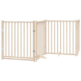 Cancelletto per cani con porta pieghevole 4 pannelli 320 cm in legno massello di abete