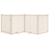Cancelletto per cani con porta pieghevole 4 pannelli 320 cm in legno massello di abete