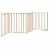 Cancelletto per cani con porta pieghevole 4 pannelli 320 cm in legno massello di abete
