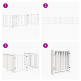 Cancello Cani Pieghevole Bianco 6 Pannelli 300cm Massello Abete