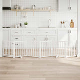 Cancello Cani Pieghevole Bianco 6 Pannelli 300cm Massello Abete