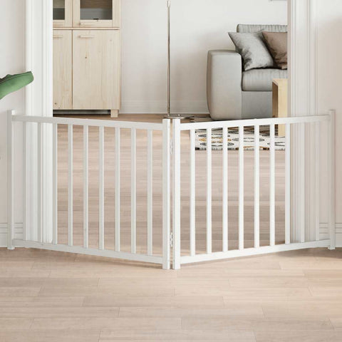 Cancello Cani Pieghevole 2 Pannelli Bianco 160cm Massello Abete