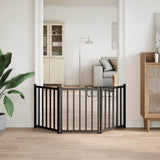 Cancello Cani Pieghevole 3 Pannelli Nero 150 cm Massello Abete