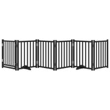 Cancello Cani Pieghevole Nero 6 Pannelli 300 cm Massello Abete