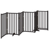Cancello Cani Pieghevole Nero 6 Pannelli 300 cm Massello Abete