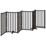 Cancello Cani Pieghevole Nero 6 Pannelli 300 cm Massello Abete