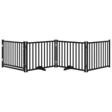 Cancello Cani Pieghevole Nero 4 Pannelli 320 cm Massello Abete