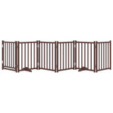 Cancello Cani Pieghevole Marrone 6Pannelli 300cm Massello Abete