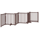 Cancello Cani Pieghevole Marrone 6Pannelli 300cm Massello Abete