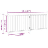 Cancello Cani Pieghevole 2Pannelli Marrone 160cm Massello Abete