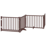 Cancello Cani Pieghevole Marrone 4Pannelli 320cm Massello Abete