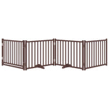 Cancello Cani Pieghevole Marrone 4Pannelli 320cm Massello Abete
