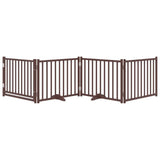 Cancello Cani Pieghevole Marrone 4Pannelli 320cm Massello Abete