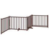 Cancello Cani Pieghevole Marrone 4Pannelli 320cm Massello Abete