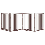 Cancello Cani Pieghevole Marrone 4Pannelli 320cm Massello Abete