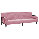 Divano Letto con Braccioli Rosa in Velluto