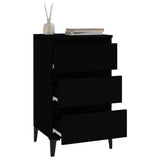 Comodino Nero 40x35x70 cm in Legno truciolato