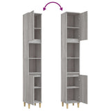 Armadietto Bagno Grigio Sonoma 30x30x190cm in Legno truciolato