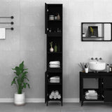 Armadietto da Bagno Nero 30x30x190 cm in Legno truciolato