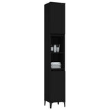 Armadietto da Bagno Nero 30x30x190 cm in Legno truciolato