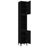 Armadietto da Bagno Nero 30x30x190 cm in Legno truciolato