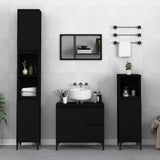 Armadietto da Bagno Nero 30x30x190 cm in Legno truciolato