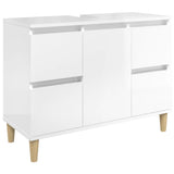 Mobile Lavabo Bianco Lucido 80x33x60 cm in Legno truciolato