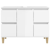 Mobile Lavabo Bianco Lucido 80x33x60 cm in Legno truciolato