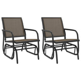 Sedie a Dondolo Giardino 2pz Marroni 61x76x87 Textilene Acciaio
