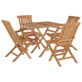 Set da Pranzo per Giardino 5 pz in Legno Massello di Teak