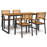 Set Pranzo da Giardino 5 pz Legno Massello di Acacia e Metallo