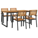 Set Pranzo da Giardino 5 pz Legno Massello di Acacia e Metallo