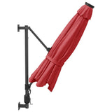 Ombrellone a Parete con LED Rosso Chiaro 290 cm