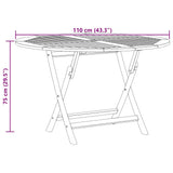 Tavolo da Giardino Pieghevole 110x75 cm Legno Massello di Teak