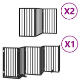 Cancello Cani Porta Pieghevole Nero 12 Pannelli 600 cm Pioppo