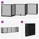 Cancello per Cani Porta Pieghevole Nero 6 Pannelli 480cm Pioppo