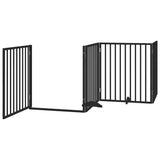 Cancello Cani Porta Pieghevole Nero 8 Pannelli 640 cm Pioppo