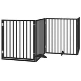 Cancello Cani Porta Pieghevole Nero 10 Pannelli 800 cm Pioppo