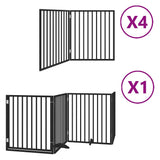 Cancello Cani Porta Pieghevole Nero 12 Pannelli 960 cm Pioppo