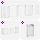 Cancello Cani Porta Pieghevole Bianco 9 Pannelli 450 cm Pioppo