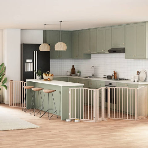 Cancello per Cani Porta Pieghevole 8 Pannelli 640 cm in Pioppo