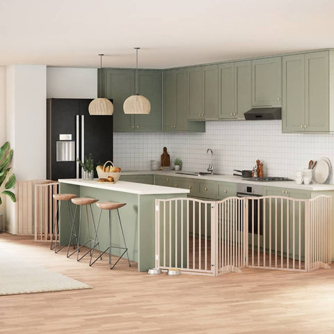 Cancello per Cani Porta Pieghevole 12 Pannelli 960 cm in Pioppo